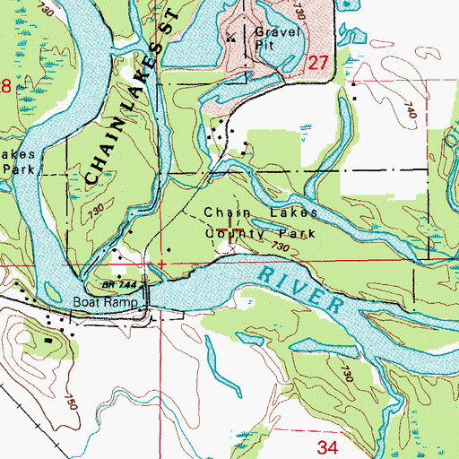 Topographic Map of Chain Lakes County Park, IA
