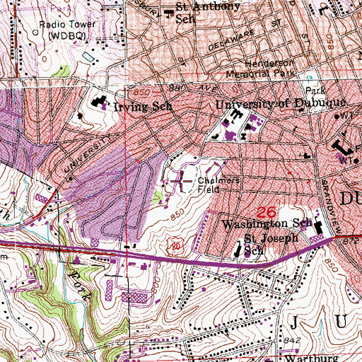 Topographic Map of Chalmers Field, IA