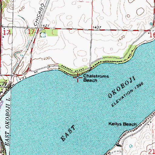 Topographic Map of Chalstroms Beach, IA