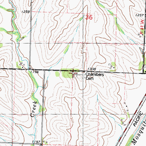 Topographic Map of Chambers Cemetery, IA