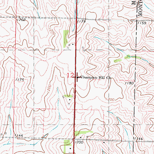 Topographic Map of Champion Hill Church, IA