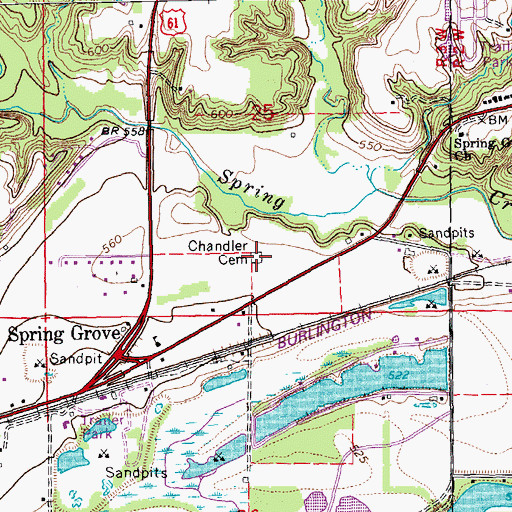 Topographic Map of Chandler Cemetery, IA