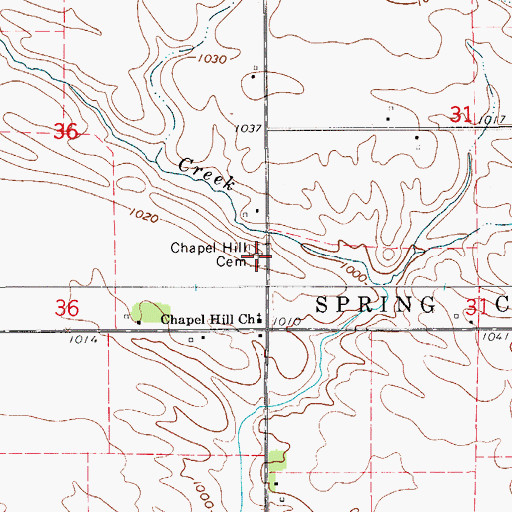 Topographic Map of Chapel Hill Cemetery, IA