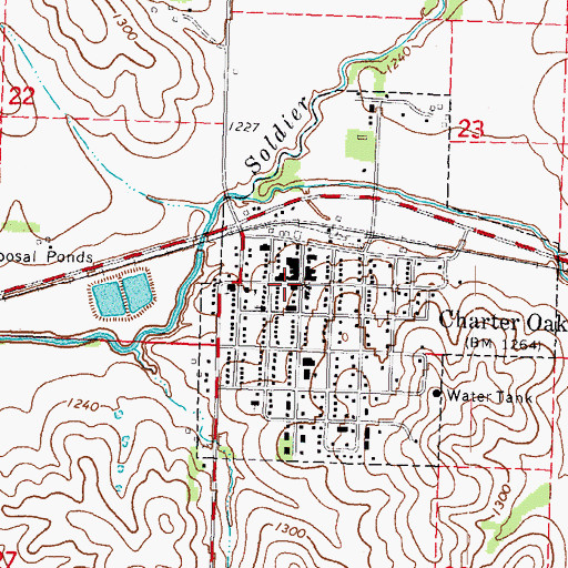 Topographic Map of Charter Oak, IA