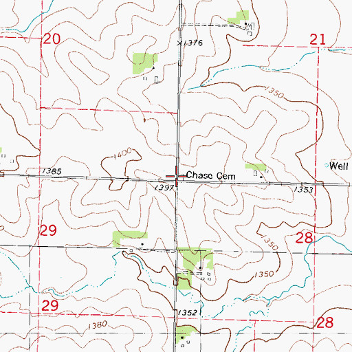 Topographic Map of Chase Cemetery, IA