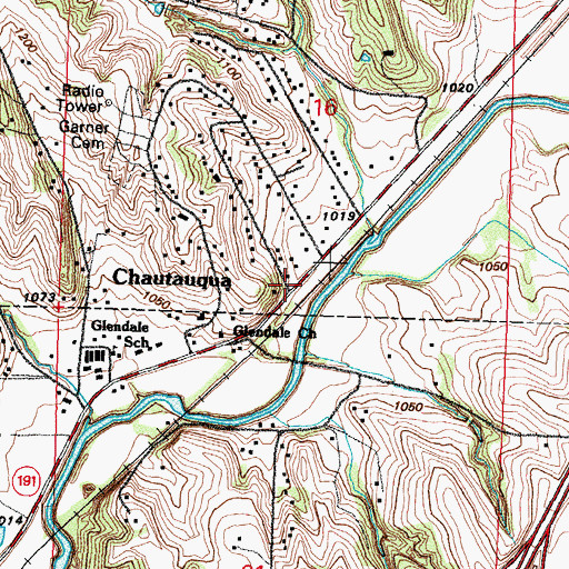 Topographic Map of Chautauqua, IA