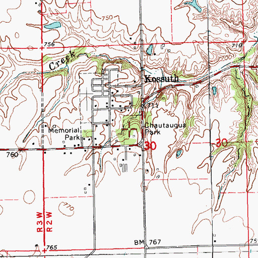 Topographic Map of Chautauqua Park, IA