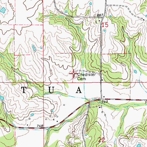 Topographic Map of Chedister Cemetery, IA