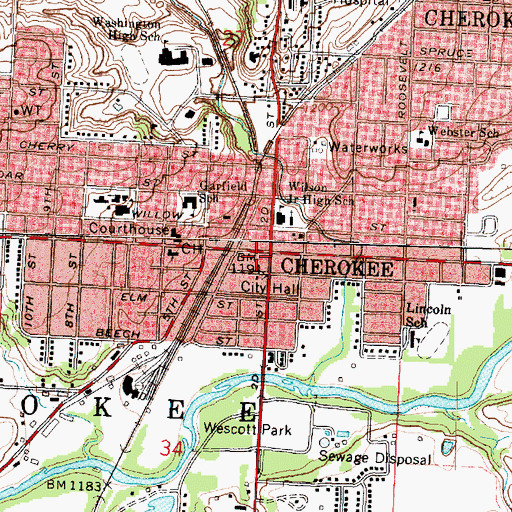 Topographic Map of Cherokee, IA