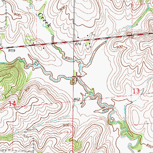 Topographic Map of Cherry Creek, IA