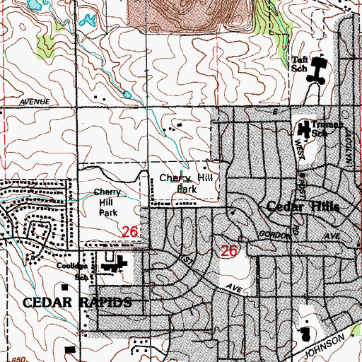 Topographic Map of Cherry Hill Park, IA