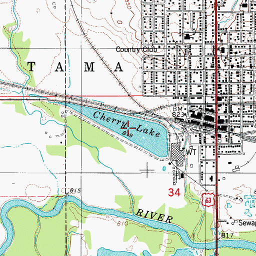 Topographic Map of Cherry Lake, IA