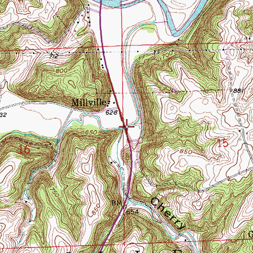 Topographic Map of Cherry Valley, IA