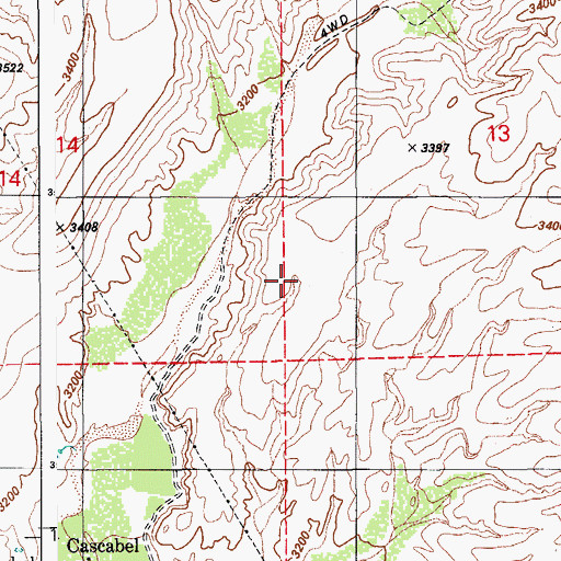 Topographic Map of Cascabel Air Park (historical), AZ