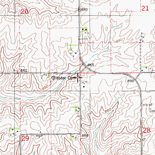 Topographic Map of Chester Cemetery, IA