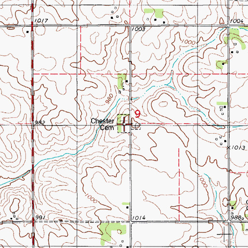 Topographic Map of Chester Cemetery, IA