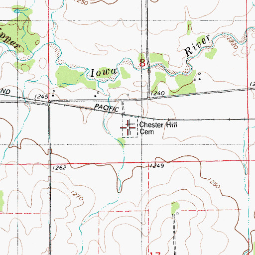 Topographic Map of Chester Hill Cemetery, IA