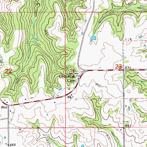 Topographic Map of Chisman Cemetery, IA
