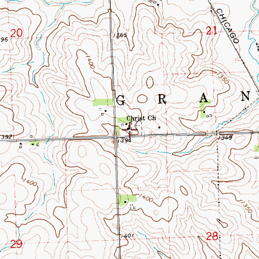 Topographic Map of Christ Church, IA