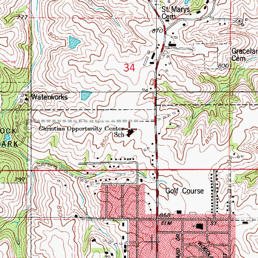 Topographic Map of Christian Opportunity Center, IA