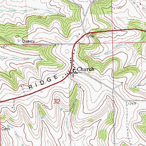 Topographic Map of Church, IA