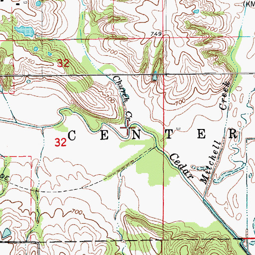 Topographic Map of Church Creek, IA