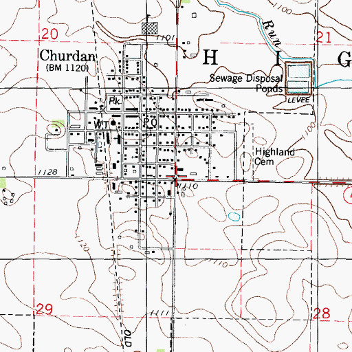 Topographic Map of Churdan, IA