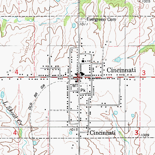 Topographic Map of Cincinnati, IA