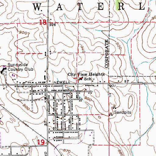 Topographic Map of City View Heights School, IA