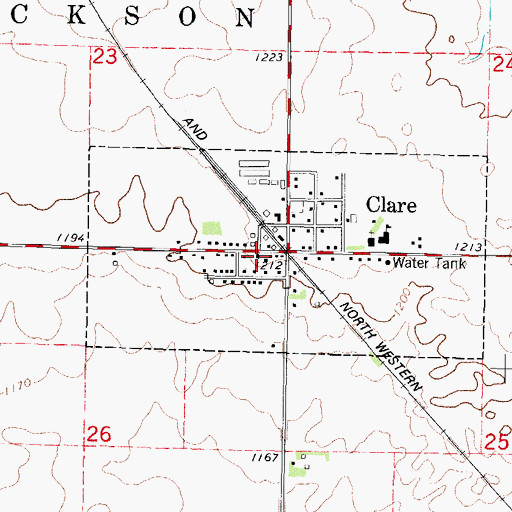 Topographic Map of Clare, IA