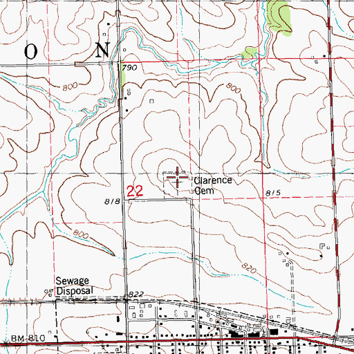 Topographic Map of Clarence Cemetery, IA