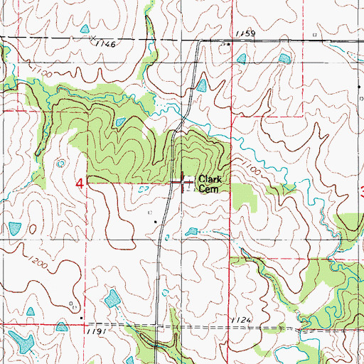 Topographic Map of Clark Cemetery, IA