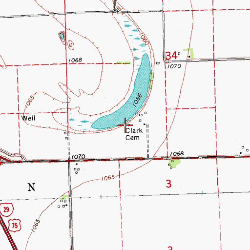 Topographic Map of Clark Cemetery, IA