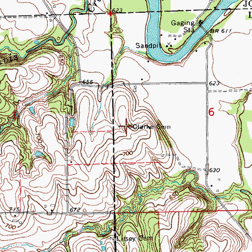 Topographic Map of Clarke Cemetery, IA