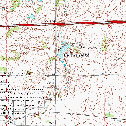 Topographic Map of Clarks Lake, IA
