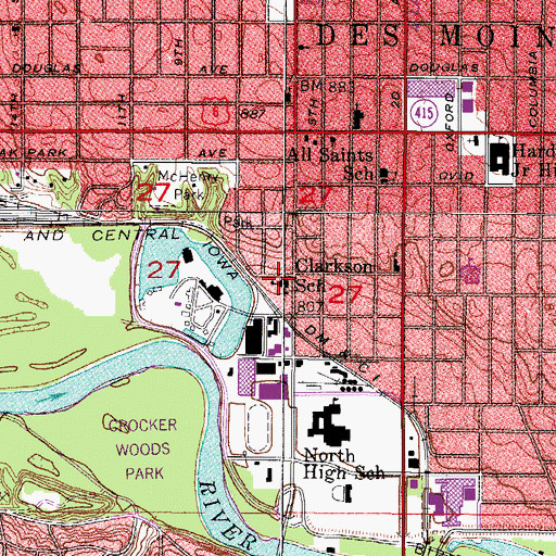Topographic Map of Clarkson School, IA