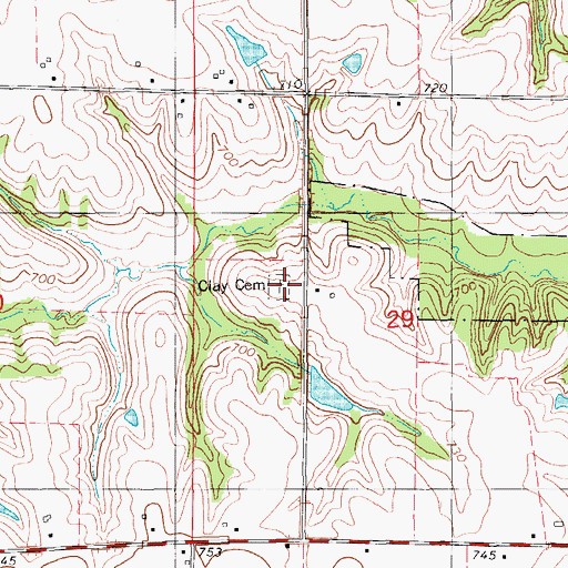 Topographic Map of Clay Cemetery, IA