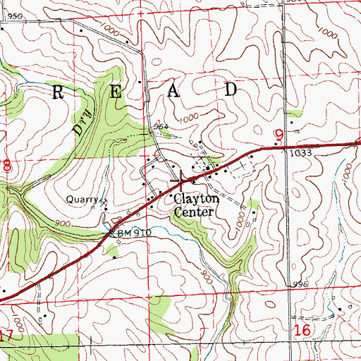 Topographic Map of Clayton Center, IA