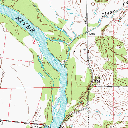 Topographic Map of Clear Creek, IA