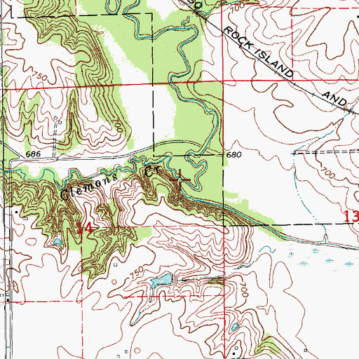 Topographic Map of Clemons Creek, IA