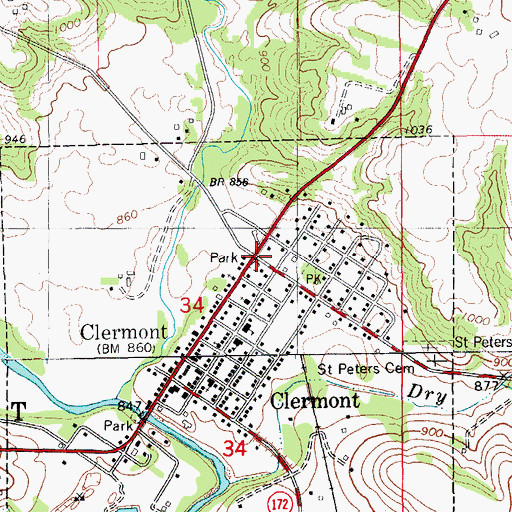 Topographic Map of Clermont, IA