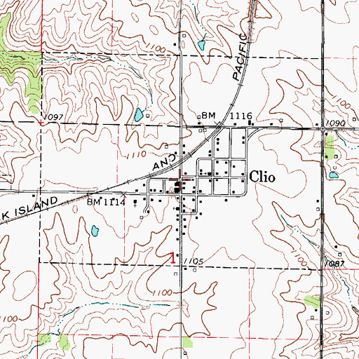 Topographic Map of Clio, IA