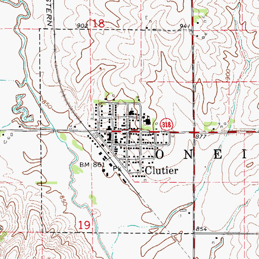 Topographic Map of Clutier, IA