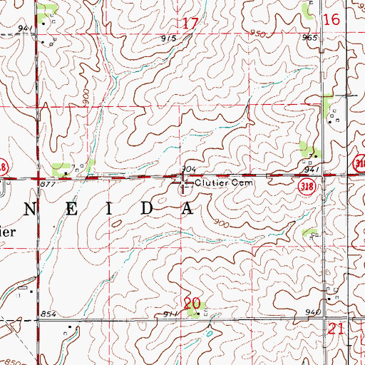 Topographic Map of Clutier Cemetery, IA