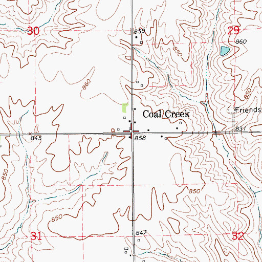 Topographic Map of Coal Creek, IA