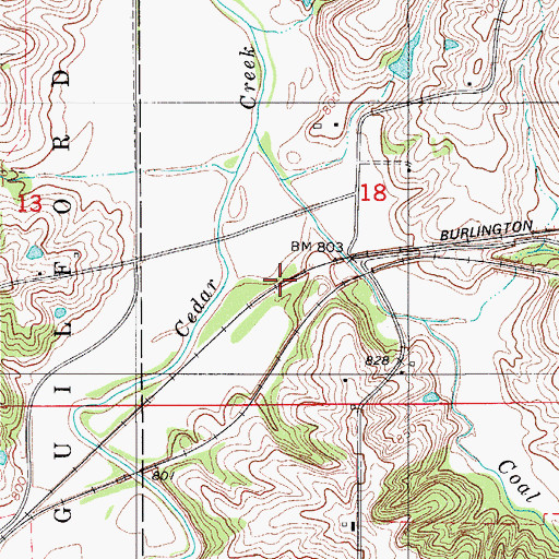 Topographic Map of Coal Creek, IA