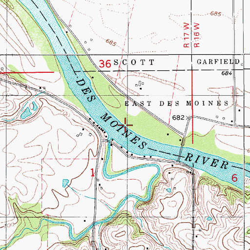 Topographic Map of Coal Creek, IA