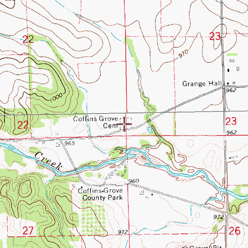 Topographic Map of Coffins Grove Cemetery, IA