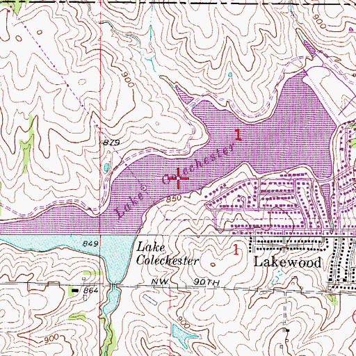 Topographic Map of Lake Colechester, IA