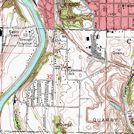Topographic Map of Coleman School, IA